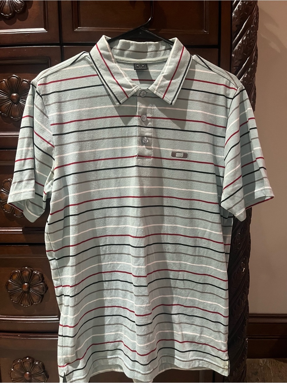 Oakley Men’s Light Blue Stripe Polo Shirt
